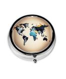 Buy FoRes Abstract World Map Print Travel Pill Organizer - Weekly Round Medicine Box - Portable & Cute - International Shipping Available - Buy Online on GoSupps.com