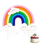 Rainbow Cake Topper Soft Pottery Cute Rainbow Cloud Cake Decorations Colorful Rainbow Cupcake Topper personalized Cake Topper Reusable Happy Birthday Cake Topper Birthday Party Decorations Supplies - Buy Online on GoSupps.com
