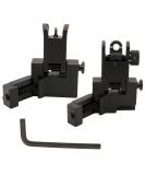 KELEN 45 Degree Offset Flip Up Sight Set - Front and Rear Fiber Optics Iron Sights with Red/Green Dots for Picatinny Weaver Rails - Buy Online on GoSupps.com
