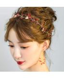Missgrace Bridal Red Crystal Leaf Hair Vine and Earrings Set - Wedding Vintage Headband for Women, Perfect for Parties and Halloween - Buy Online on GoSupps.com
