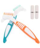 Healeved Toothbrush 2 Sets - Double-Sided Denture Brush with Carrying Case | False Teeth & Denture Cleaning Tool - Buy Online on GoSupps.com