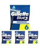 Gillette Blue3 Smooth Disposable Razors for Men - 6 Razors with 3-Blade Technology & Comfort Gel Pack of 4 - Buy Online on GoSupps.com