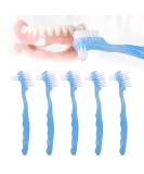 5-Part Prosthesis Removal Brush Set | Professional Portable Double-Sided Denture Care Brush (Blue) - Buy Online on GoSupps.com