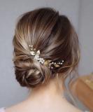Unicra Gold Hair Accessories - Wedding Hairpins with Crystals Pearls & Leaves | 3-Piece Set for Women & Girls - Buy Online on GoSupps.com