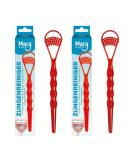 2x Tongue Scraps - Professional 2-in-1 Tongue Cleaning Brush for Fresh Breath & Enhanced Oral Hygiene | Combat Bad Breath & Improve Gut Health - Red - Buy Online on GoSupps.com