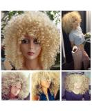 Lady Miranda Blonde Afro Kinky Curly Wig with Bangs | Medium Length Heat Resistant Synthetic Hair Wig for Women | Curly Blonde Wig 0-613 - Buy Online on GoSupps.com