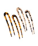 Sibba U Shaped Hair Pin Set - French Style Tortoise Shell Fork Sticks for Women and Girls Hairstyle Accessories - Buy Online on GoSupps.com