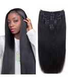 100% Unprocessed Brazilian Virgin Hair Clip in Extensions for Black Women - Natural Black 18 Inch Straight Hair 120g - Buy Online on GoSupps.com