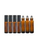 Timiili Portable 10ml Amber Glass Essential Oil Roller Bottles - 7 Pack with Stainless Steel Roller Balls - Buy Online on GoSupps.com