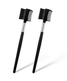 2Pcs Eyebrow Brush & Eyelash Comb Set - Ultimate Tool for Mascara Clumps Brow Grooming & Lash Separation - Black Eyebrow Makeup Brushes - Buy Online on GoSupps.com