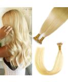 KOCONI 18 Inch Bleach Blonde Nano Ring Human Hair Extensions - Platinum Blonde #24 - 50g - Double Drawn Nano Tip Beads - 1g/Strand - 18 inch - Buy Online on GoSupps.com