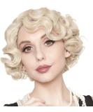 Kaneles Short Blonde Curly Wig for Women - 1920s Finger Wave Style, Synthetic Hair for Halloween Cosplay - With Wig Cap Included - Buy Online on GoSupps.com