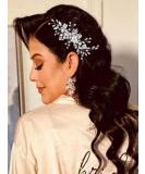 Crystal Bride Wedding Hair Clip | Catery Silver Hair Vine | Bridal Headpiece with Flower | Women's Wedding Hair Accessories - Buy Online on GoSupps.com