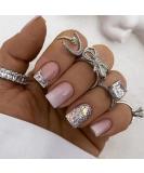 Justotry 24-Piece Glitter French Press-On Nails - Glossy Milky & Pink Angular Square Artificial Nails for Stunning Nail Art | International Shipping - Buy Online on GoSupps.com