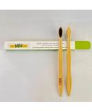Soft Bamboo Toothbrush Set - Charcoal Infused Bristles | Eco-Friendly Pack of 2 - International Shipping Available - Buy Online on GoSupps.com