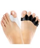 Toe Spreader Silicone (2 Pairs) & Hallux Valgus Relief | Overlapping Toes Pain Alleviation - Black & White - Buy Online on GoSupps.com