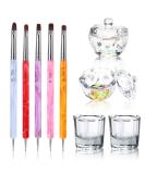 9Pcs Nail Art Brushes Dappen Dish Set - Acrylic Nail Liquid Powder Kit - Buy Online on GoSupps.com