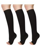 Ikfashoni Toeless Compression Socks 15-25mmHg - 3 Pairs for Men & Women - Support for Legs, Knee Height, Promote Circulation - Ideal for Travel & Sports - S/M Black - Buy Online on GoSupps.com