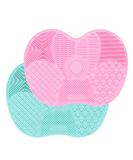 Sioppkik Silicone Makeup Brush Cleaning Mat - 2 Large Apple-Shaped Scrubber Pads (Green & Pink) - Essential Cosmetic Cleaning Tool with Suction Cups - Buy Online on GoSupps.com