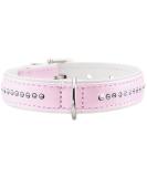HUNTER Modern Art Luxury Dog Collar - Imitation Leather with Rhinestones Pink/White Size 27 (XXS-XS) - Shop Internationally! - Buy Online on GoSupps.com