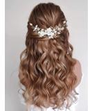 Casdre Flower Bride Wedding Hair Vine Pearl Bridal Headpiece Leaf Hair Accessories Hair Piece for Women and Girls (A Silver) - Buy Online on GoSupps.com