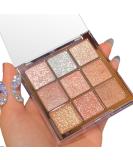 Glitter Eyeshadow Palette Shimmer Eye Shadow Pallets for Women 9 Colour Glitter Eye Make-Up Palettes Gold White Pink Highly Pigmented Eye Shadow Palette for Girls Make Up Glitter 01 - Buy Online on GoSupps.com