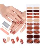 EBANKU Semi Cured Gel Nail Strips - 20 Brown Stickers with Nail File Stick and Sealing Strip | Adhesive Wraps for Gel Polish (UV/LED Lamp Required) - Buy Online on GoSupps.com