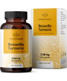 Boswellia Turmeric Capsules | Joint, Digestion & Brain Support | Organic Herb Extract with Black Pepper | Made in USA | Vegan, Gluten-Free, Non-GMO | 100 Capsules - 2100mg - Buy Online on GoSupps.com