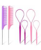 TsMADDTs 6Pack Hair Loop Tool Set with French Braid Tool, Rat Tail Comb Purple & Pink - Buy Online on GoSupps.com