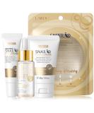 Snail Mucin Travel Skincare Set - 3 in 1 Gold Serum Eye Cream & Moisturizer | Improve Skin Elasticity & Minimize Pores | International Shipping Available - Buy Online on GoSupps.com