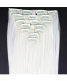 Platinum Blonde Hair Extensions - 24/60cm 130g 7pcs/set Long Straight Synthetic Full Head Clip in Pieces - Women's Hair Extensions (60# Platinum Blonde) - Buy Online on GoSupps.com