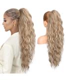 REECHO Ponytail Extension 26" Long Beach Wave Drawstring Pony Hair Extension Synthetic Pony Tail Hairpiece for Women - Dark Blonde with Highlights - Buy Online on GoSupps.com