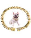 Cuban Connection Dog Collar - 17.7 Cuban Link Chain Alloy Diamond Gold Bling Jewelry for Dogs & Cats - Buy Online on GoSupps.com