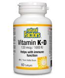 Natural Factors Vitamin D3 & K2 60 Softgels - Buy Online on GoSupps.com