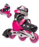 New Bounce 2-in-1 Roller Skates for Little Kids EU 28-31 US Kids Junior 8-11, Pink - Converts from Tri-Wheel to Inline Skates - Rollerskates for Beginners - Buy Online on GoSupps.com