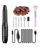 Professional 20000RPM USB Portable Electric Nail Drill Kit for Acrylic Nails - 6PCS Nail Drill Bits & Sanding Bands Included - Black - Buy Online on GoSupps.com