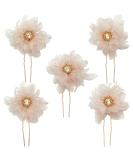 BETITETO Bridal Flower Hair Pins 5 Piece Set | U-Shaped Rhinestone Floral Hair Comb | Wedding Party Accessories (Pink) - Buy Online on GoSupps.com