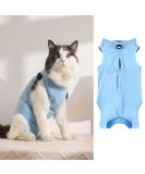 WDEC Katzenbody | After Op Anti-Trolling Cat Clothing for Skin Disease Recovery | E-Neck Band Alternative for Cats & Dogs - Size M Blue - Buy Online on GoSupps.com
