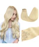 Doores Real Hair Extensions - Clip In Bleach Blonde 40cm 16 Inch 7 Pieces (110g) - Seamless PU Extensions for Effortless Glam - Buy Online on GoSupps.com