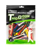 THIODOON Natural Wood Golf Tees - Pack of 100 - 3-1/4 inch & 2-3/4 inch - Mixed Colors - Reduce Side Spin & Friction - Buy Online on GoSupps.com