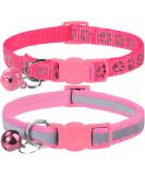 Taglory Reflective Cat Collar with Safety Clasp & Bell - 2 Pack Adjustable 19-32cm Pink - Perfect for Cats & Kittens - Buy Online on GoSupps.com