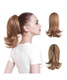 Brown Blonde Curly Clip-in Ponytail Extension - 12 Inch Synthetic Hairpiece for Women - Buy Online on GoSupps.com