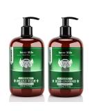Natural Mint Beard Wash & Conditioner Kit (17oz) - Father's Day Gifts for Men - Beard Shampoo Set with Oil for Cleanse, Smooth & Strengthen - Buy Online on GoSupps.com