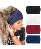 DRESHOW 4 Pack Vintage Turban Headbands for Women - Cute Knotted Wide Hair Wraps in White, Maroon, Indigo & Black - Buy Online on GoSupps.com