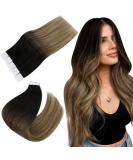 Easyouth Black Ombre Tape in Human Hair Extensions - Balayage Black to Brown and Honey Blonde, 16 Inch 40g 20Pcs - Buy Online on GoSupps.com