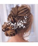 Unicra Silver Wedding Hair Vine - Rhinestone Flower Headpiece with Pearls | Bridal Hair Jewelry for Bridesmaid & Women - Buy Online on GoSupps.com