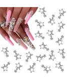 KACHIMOO 3D Rhinestone Star Nail Charms - 20 Pieces Dangling Silver Stars for Nail Designs | Nail DIY Accessories - Buy Online on GoSupps.com