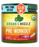 Organic Muscle Natural Pre Workout Powder - Lemon Berry 160g | USDA Organic, Keto, Vegan, Non-GMO | Energy, Performance & Endurance for Men & Women - Buy Online on GoSupps.com