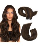 Moresoo 20 inch Brown Human Hair Extensions Weft Double Weft Real Hair Sew in Extensions 100g - Darkest Brown Highlighted with Chestnut Brown - Pack of 1 - Buy Online on GoSupps.com