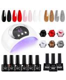 LKE Gel Nail Polish Kit - 54W UV Light 6 Color Set (White Black Red Pink Gold Silver) - Glossy & Matte Gel Top/Bottom Coat & Nail Art Tools for DIY Manicure - Buy Online on GoSupps.com